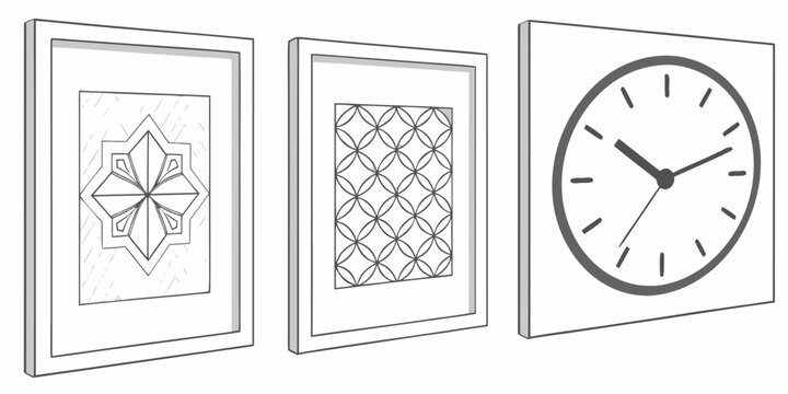 Geometric compass, protractor, and clock face on lined paper