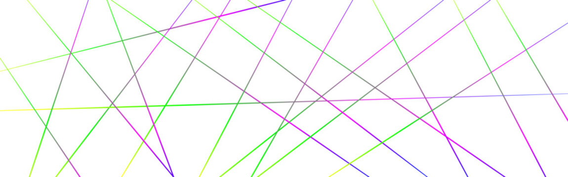 Abstract Colorful Geometric Line Background on White Minimal Surface. Modern Multicolor Intersecting Line Pattern with Clean White Background.