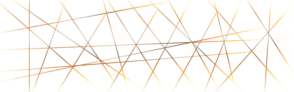 Abstract Golden Geometric Line Background on White Minimal Surface. Modern Orange and Yellow Intersecting Line Pattern Abstract Background.