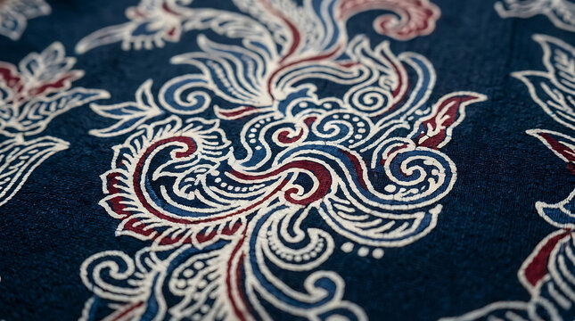 Traditional batik fabric pattern with floral motifs traditional ornament material cultural decoration oriental craftsmanship intricate