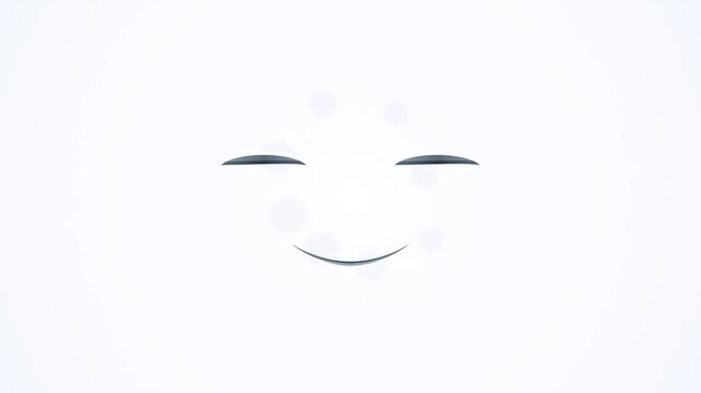 Minimalist digital happy face icon with circular loading progress bar on white background. Abstract tech concept showing buffering status with a simple smile graphic.