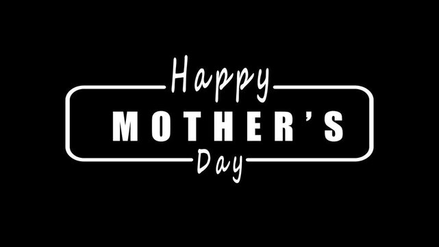 White Happy Mothers Day Text on Black Background white text greeting