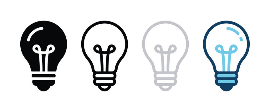 Set of four light bulb icon styles
