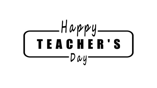 Happy Teachers Day black text on white background educator holiday