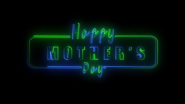 Neon Happy Mother's Day Sign with Blue and Green Letters neon sign