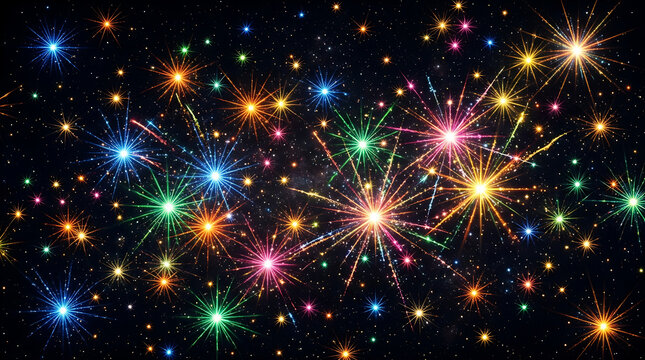 Sparkling festive fireworks display against dark night sky with fireworks celebration colorful explosion sparkles abstract pyrotechnics gathering