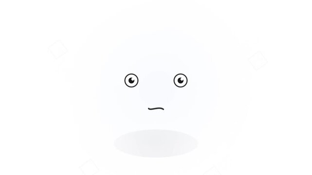 Minimalist cartoon eyes looking left on a solid white background with a subtle shadow below. Simple 2D character eyes animation element for video production and motion graphics design.