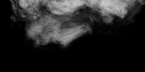 Soft white smoke cloud drifting against a deep black background, providing a versatile texture for digital art, photography overlays, and cinematic visuals. © Sourov Kundu