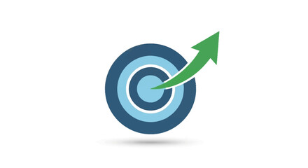 Green arrow hitting target symbol representing success and growth. © wiski