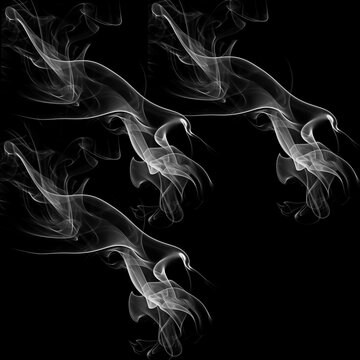 Flowing White Smoke Swirls on Black Background &ndash; Abstract Ethereal Brush Set