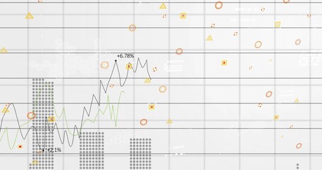 Dual line charts tracing from sketch stroke, dotted bars forming, markers drifting, showing trends © vectorfusionart