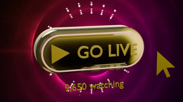 On stream start GO LIVE button rotating in center HUD pulsing pointer hovering for live stream