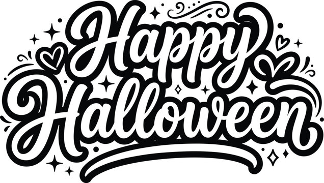 Happy Halloween Hand Lettering Typography SVG | Spooky Halloween Quote Design