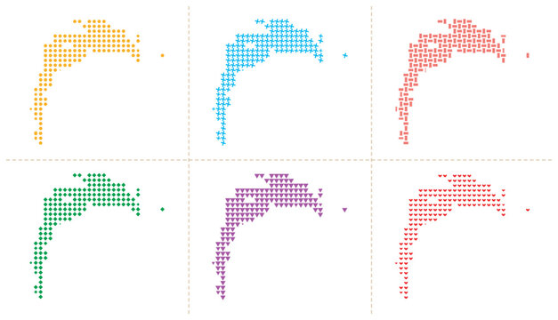 Antigua and barbuda vector map illustration set with beautiful repeating graphic patterns.