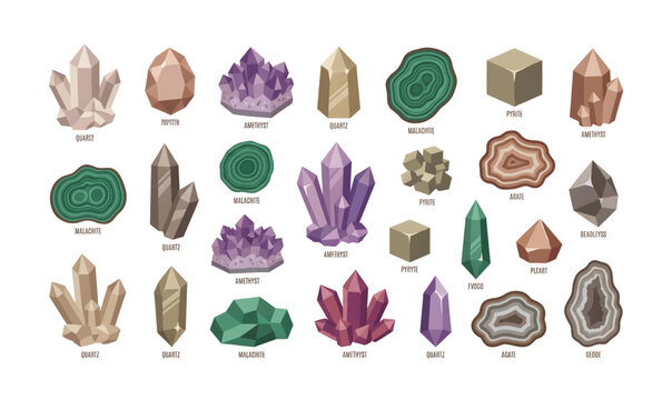 Collection of Various Crystal Minerals.