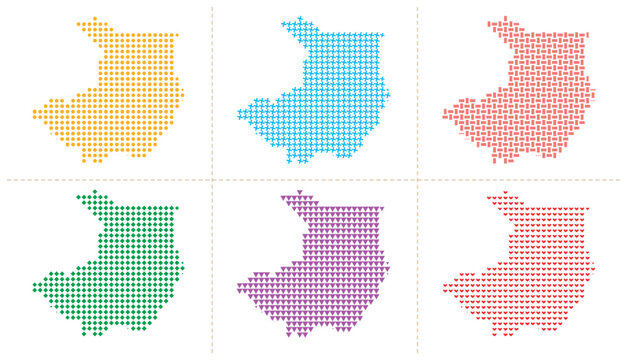 Thanhhoa province map vector illustration with creative colorful geometric dot pattern set.