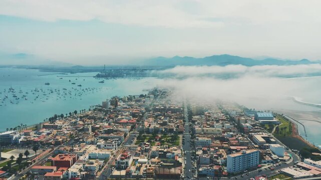 La Punta Peninsula Drone Panorama in Callao in Lima, Peru
