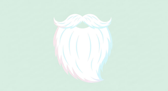 Stylized white beard illustration on mint green background