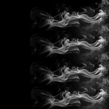 White Smoke Brushes on Black Background &ndash; Abstract Wispy Swirls Set