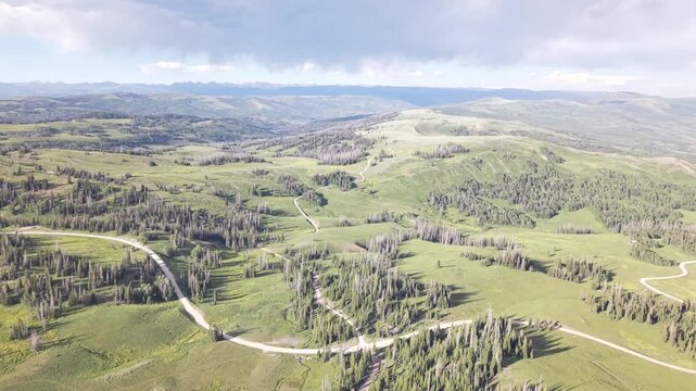 Aerial View of Lush Green Hills and Scenic Landscape