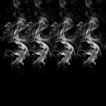 Four Curling Smoke Plumes Brushes on Black Background