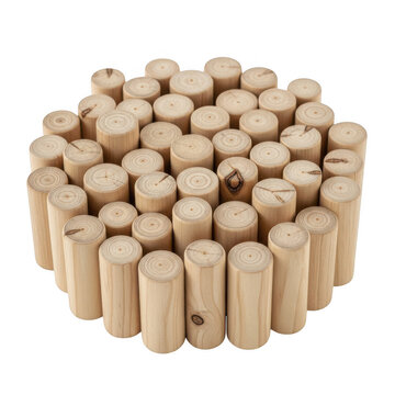 Lightwood cylindrical blocks arranged creatively isolated transparent background isolated on transparent background