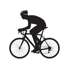 Naklejka premium Powerful outline of a male athlete cycling on a road bike, emphasizing dedication, athletic performance, and outdoor activity