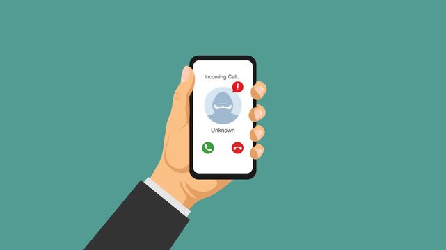 incoming call video animation rejecting suspicious phone call concept