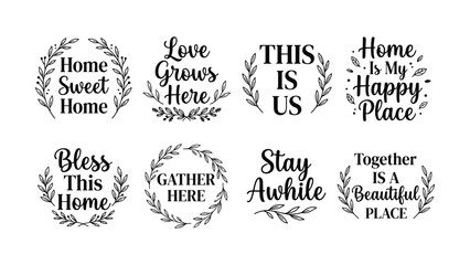 Obraz premium Elegant Home Sweet Home Wreath Style Text Designs With Floral Accents