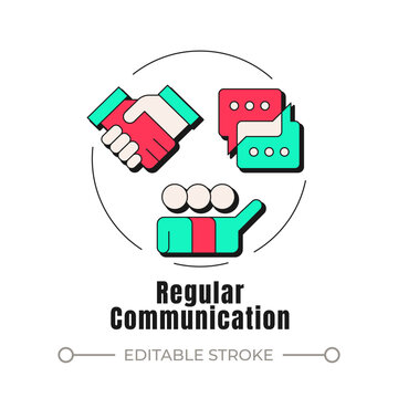 Regular communication neubrutalism concept icon. Optimizing corporate collaboration. Impactful team alignment. Trendy neo-memphis vector illustration. Circular contemporary flat design