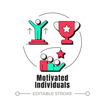 Motivated individuals neubrutalism concept icon. Career development goals. High performance mindset culture. Trendy neo-memphis vector illustration. Circular contemporary flat design