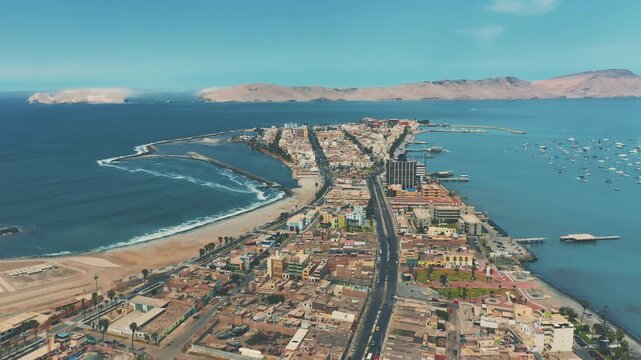 La Punta Peninsula Drone Panorama in Callao in Lima, Peru