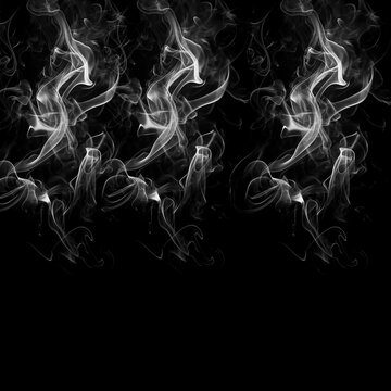 Rising Smoke Plumes Brushes on Black Background