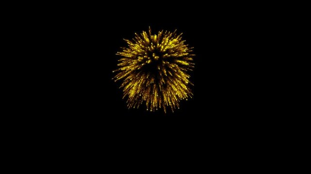 Golden Spark Firework Explosion with Glitter Particle Effect, Gold Firework Explosion with Luminous Particle Burst 4K Animation