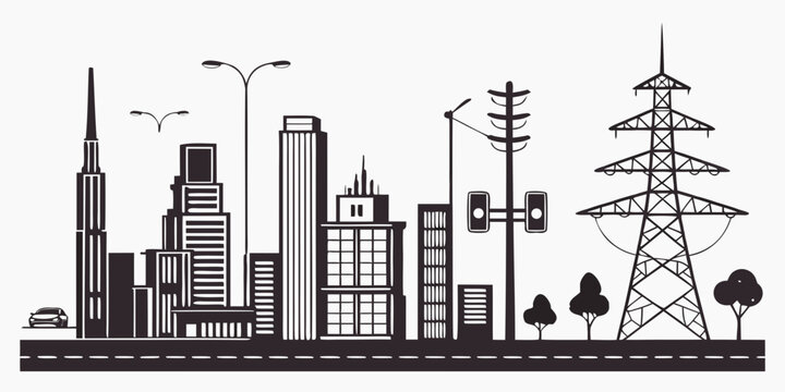 Smart city infrastructure tower, antenna, satellite, and wind turbine