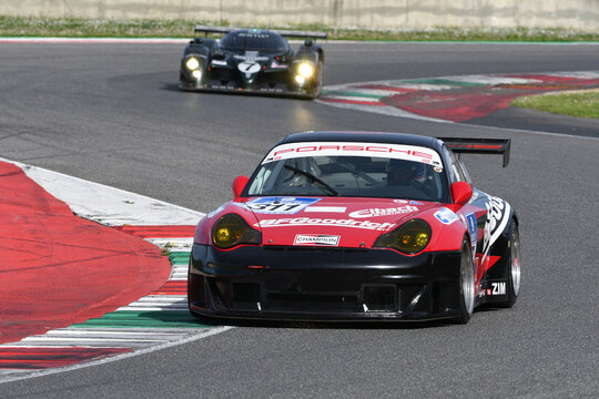 Scarperia, 5 April 2024: Porsche 996 GT3-RSR year 2003 in action during Mugello Classic 2024 at Mugello Circuit in Italy.