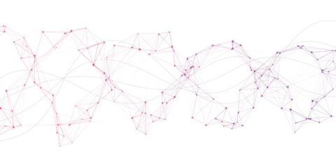 Obraz premium Abstract black plexus and wave flow on white background. Social network communication in the global computer networks. Minimalist science and technology concept with low poly design.