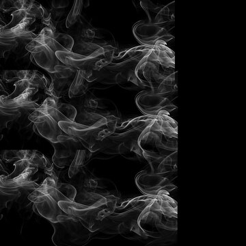  Swirling White Smoke Wisps on Black Background