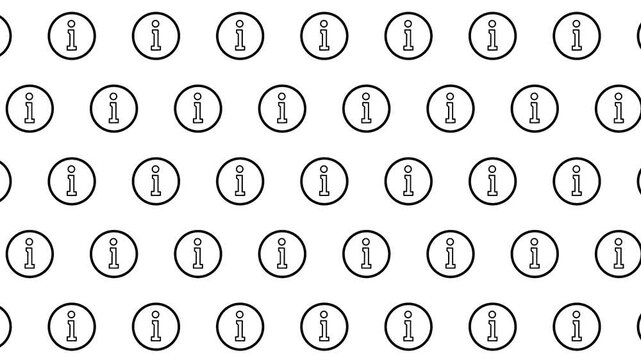 Minimalist information icon line art seamless loop pattern background video.