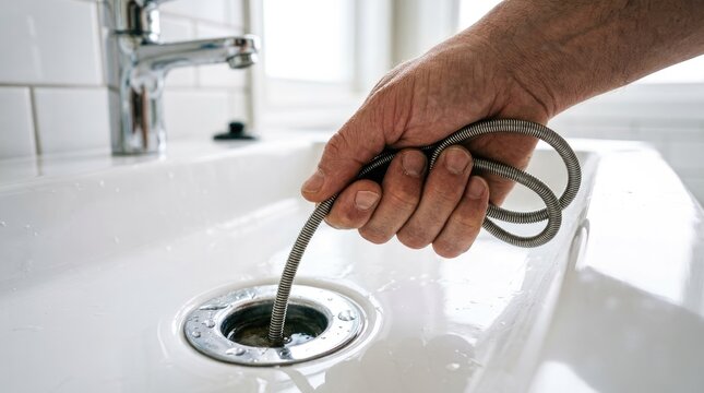 Unclogging a bathroom sink drain with a plumbing snake home maintenance and repair solution