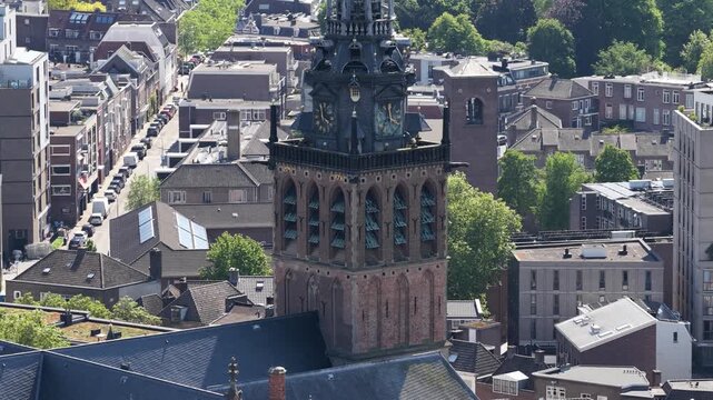 Aerial view of sint stevenskerk church tower in nijmegen