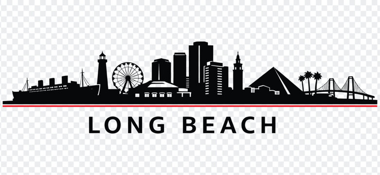 Long beach california city skyline silhouette vector illustration