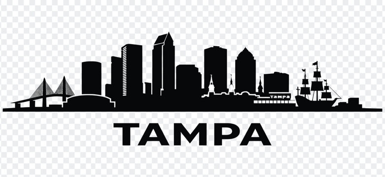 Tampa florida city skyline silhouette vector illustration