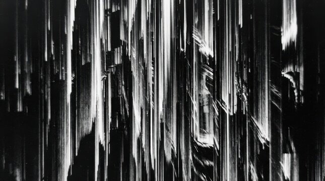 Abstract dark background with vertical light streaks and digital glitch effect