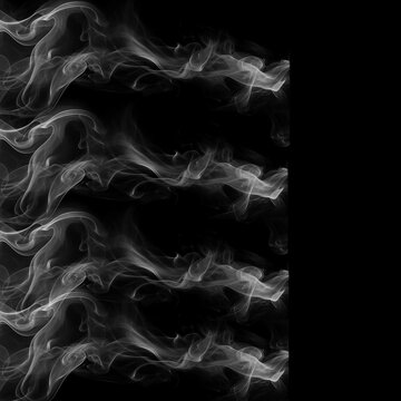 Flowing White Smoke Brushes on Black Background