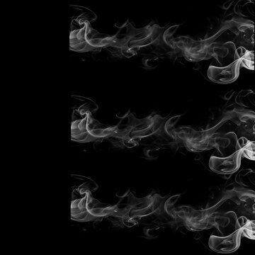 White Smoke Brushes on Black Background