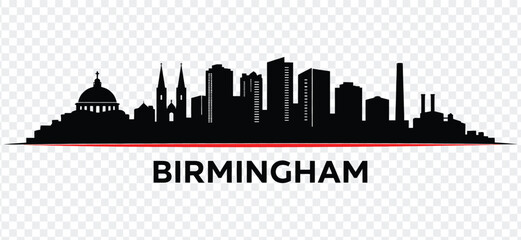 Obraz premium Birmingham city skyline silhouette vector illustration