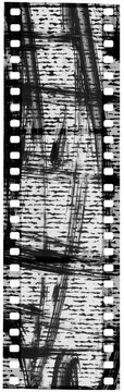 Distressed 35mm Film Strip PNG with Abstract Black Film Emulsion Texture