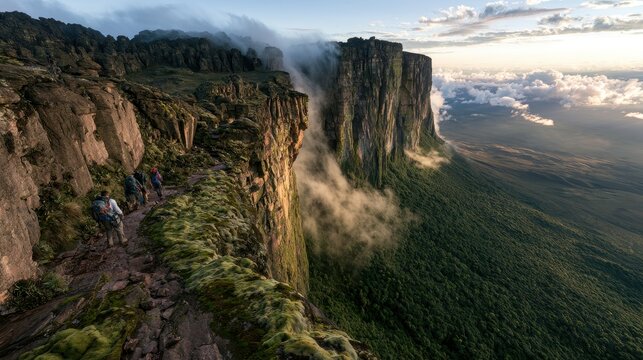 Aventura no Monte Roraima: trilha entre floresta e pared&Atilde;&micro;es de tepui ao amanhecer
