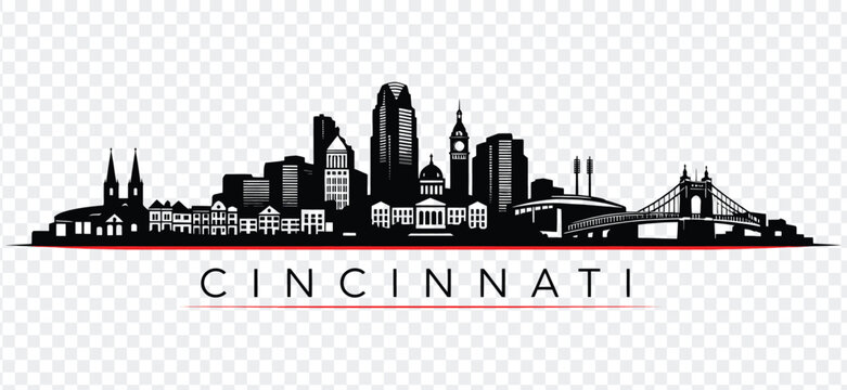 Cincinnati city skyline silhouette, vector illustration
